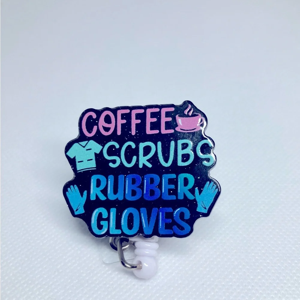 Glitter Retractable Nurse Badge Reel - Picture 2 of 5